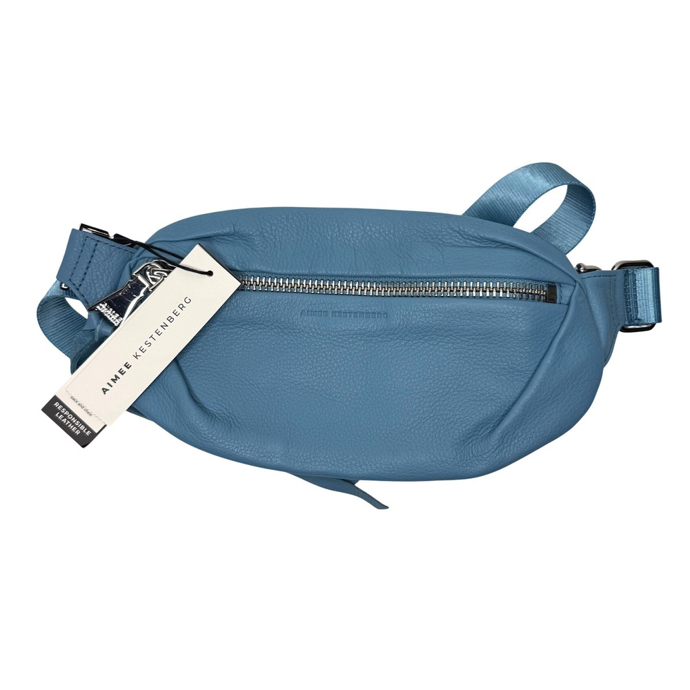 Aimee Kestenberg Blue Leather Belt Bag Fanny Pack Crossbody Sling New With Tags